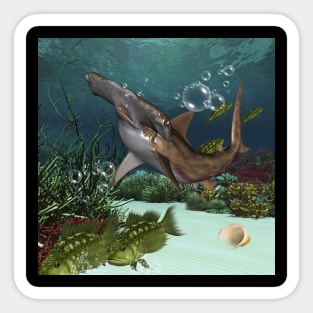 Awesome hammerhead in the deep ocean Sticker